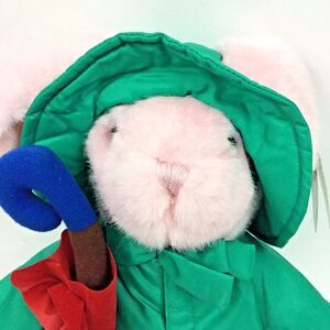 VTG People Pals Pink Rabbit Plush 13" Raincoat + Umbrella Stuffed Animal - NWT!